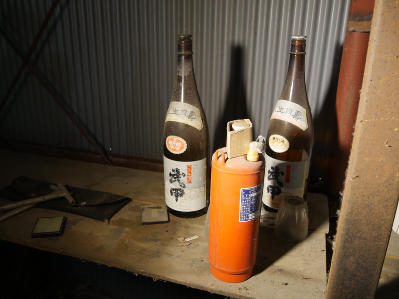Bottles left behind at an abandoned fire station.